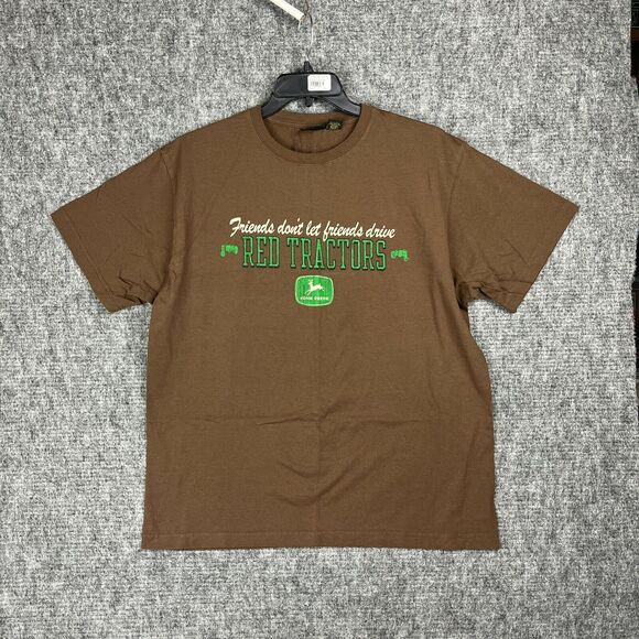 John Deere Shirt Mens XL Brown Farm Tractor Mower Redneck Chore Barn Landscaping - Picture 1 of 8